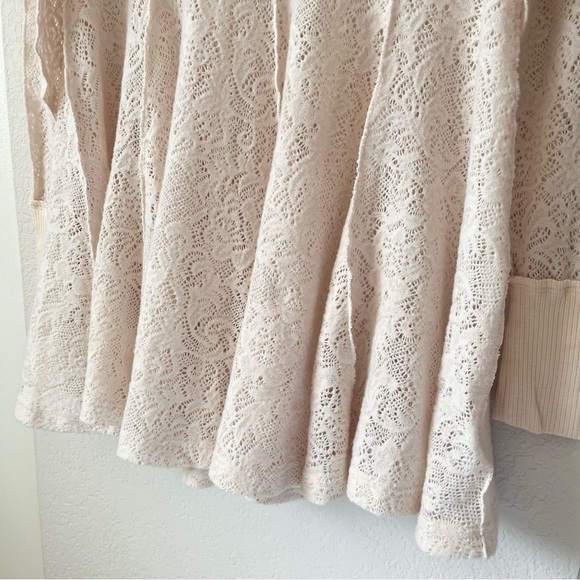 Free People Coffee In The Morning Tunic Crochet Knit Top Chamoix Medium Boho - Picture 8 of 15